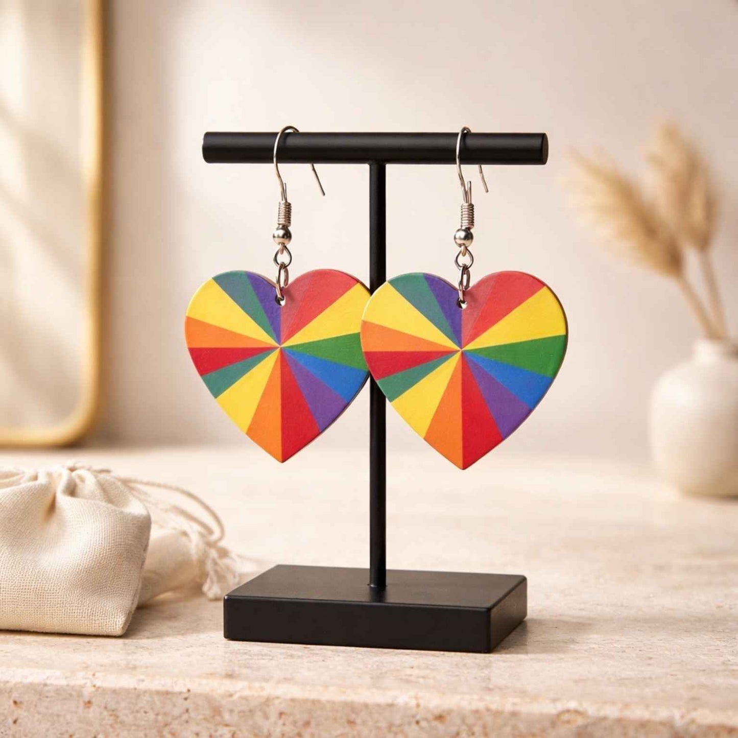 Rainbow Heart Earrings - Kaleidoscope