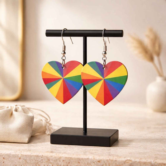 Rainbow Heart Earrings - Kaleidoscope