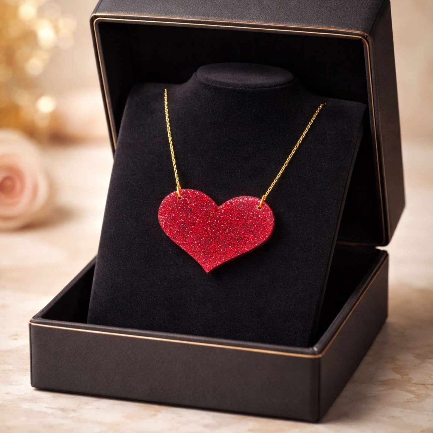 Love Heart Maxi Necklace | Mirror, Glitter & Acrylic | SassyBirds