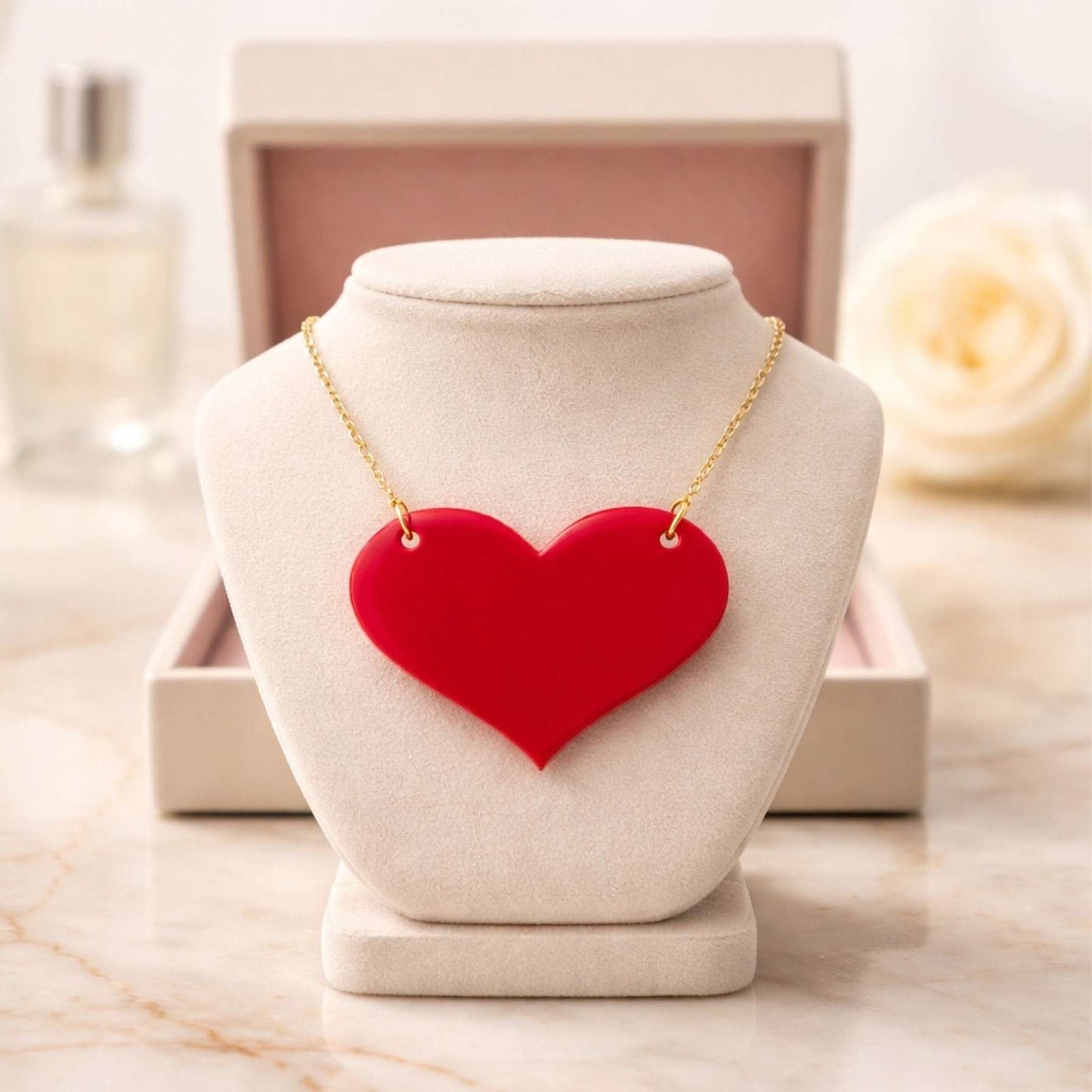 Love Heart Maxi Necklace | Mirror, Glitter & Acrylic | SassyBirds