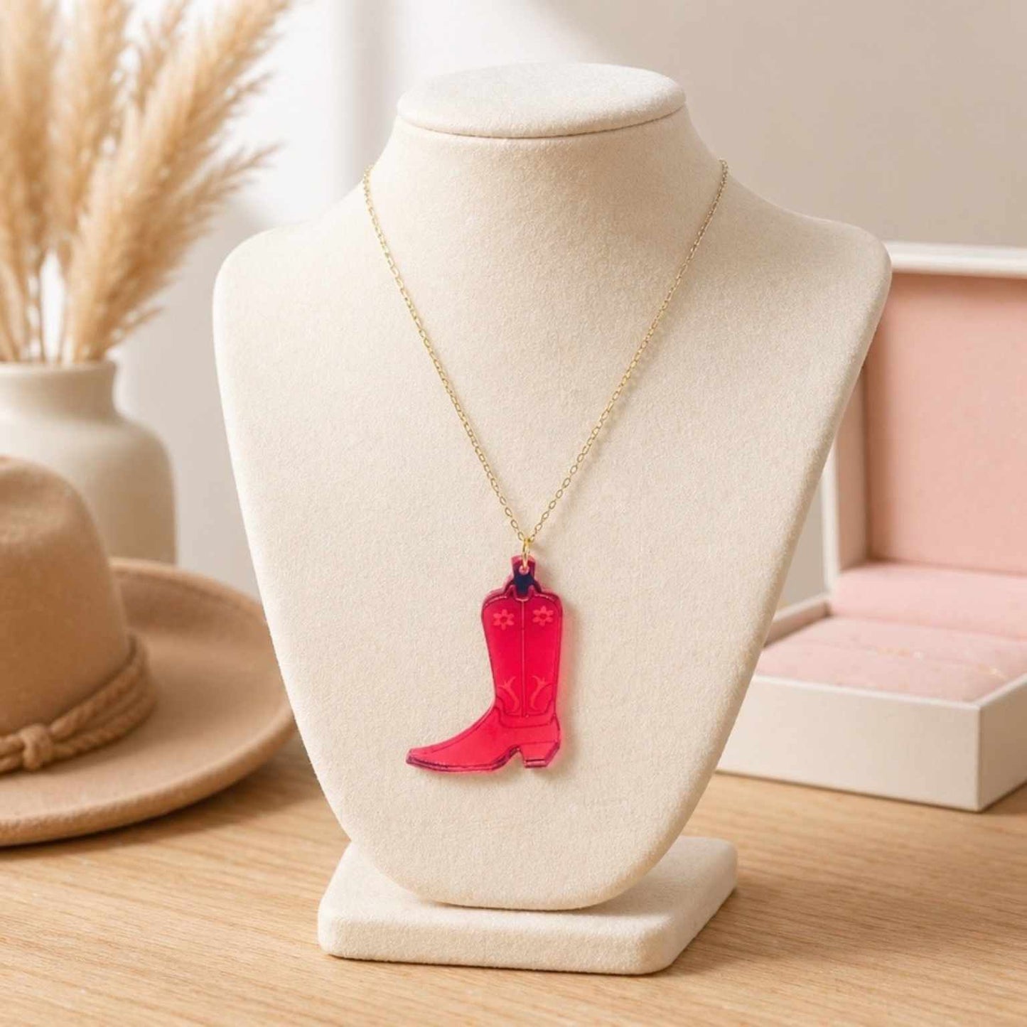 Cowboy Boot Necklace – Western Style Acrylic Pendant | SassyBirds