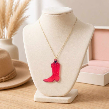 Cowboy Boot Necklace – Western Style Acrylic Pendant | SassyBirds