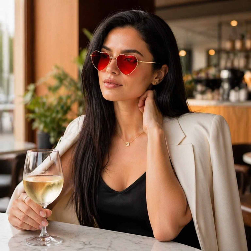 RED HEART SUNGLASSES | GOLD FRAME