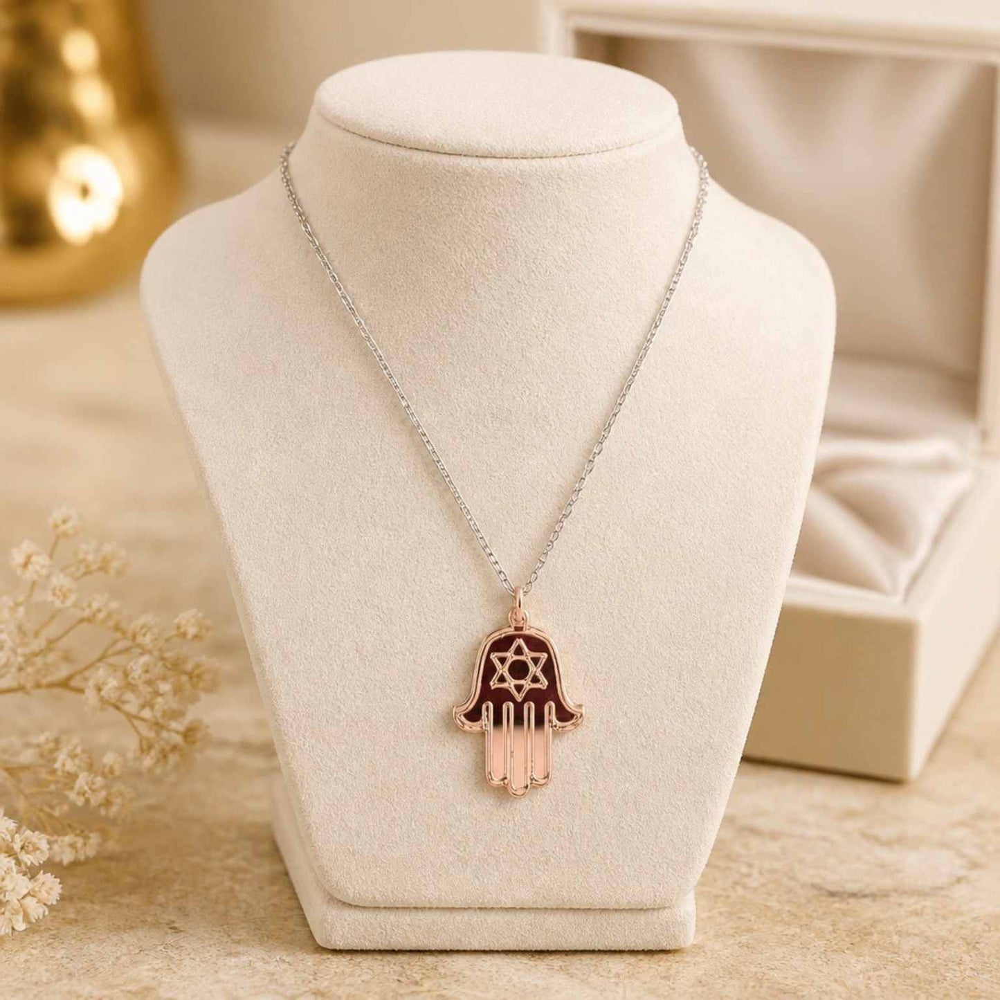 Hamsa Star of David Necklace – Jewish Protection Pendant
