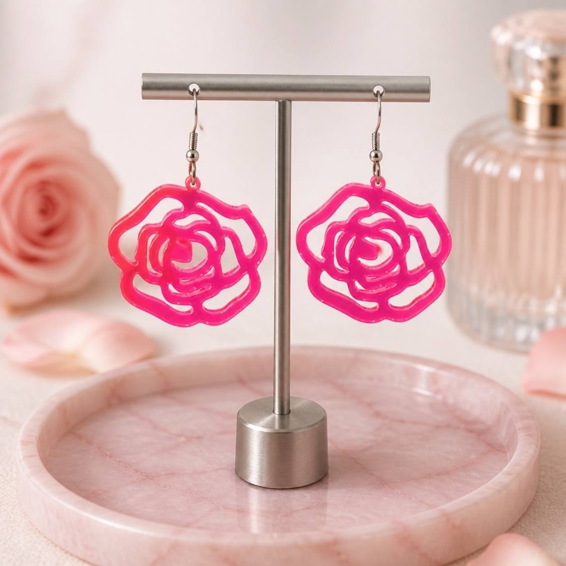 Grande Rose Silhouette Earrings