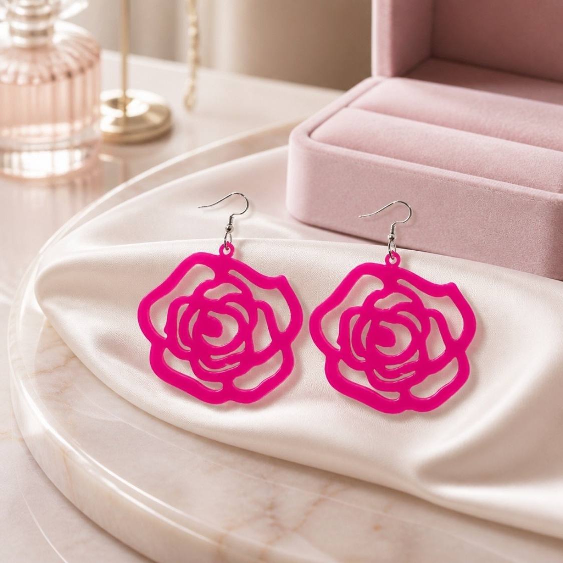 Grande Rose Silhouette Earrings
