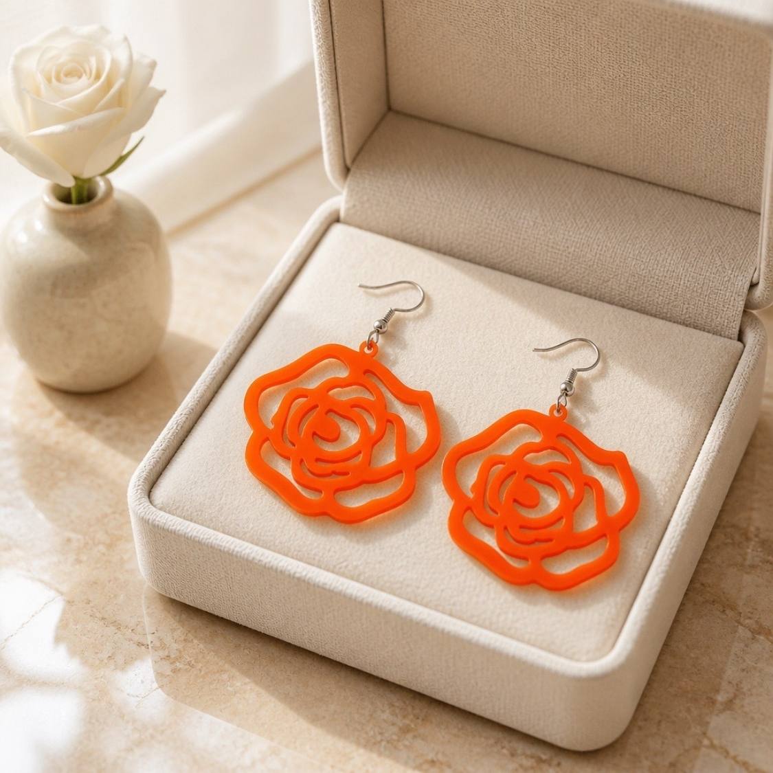 Grande Rose Silhouette Earrings