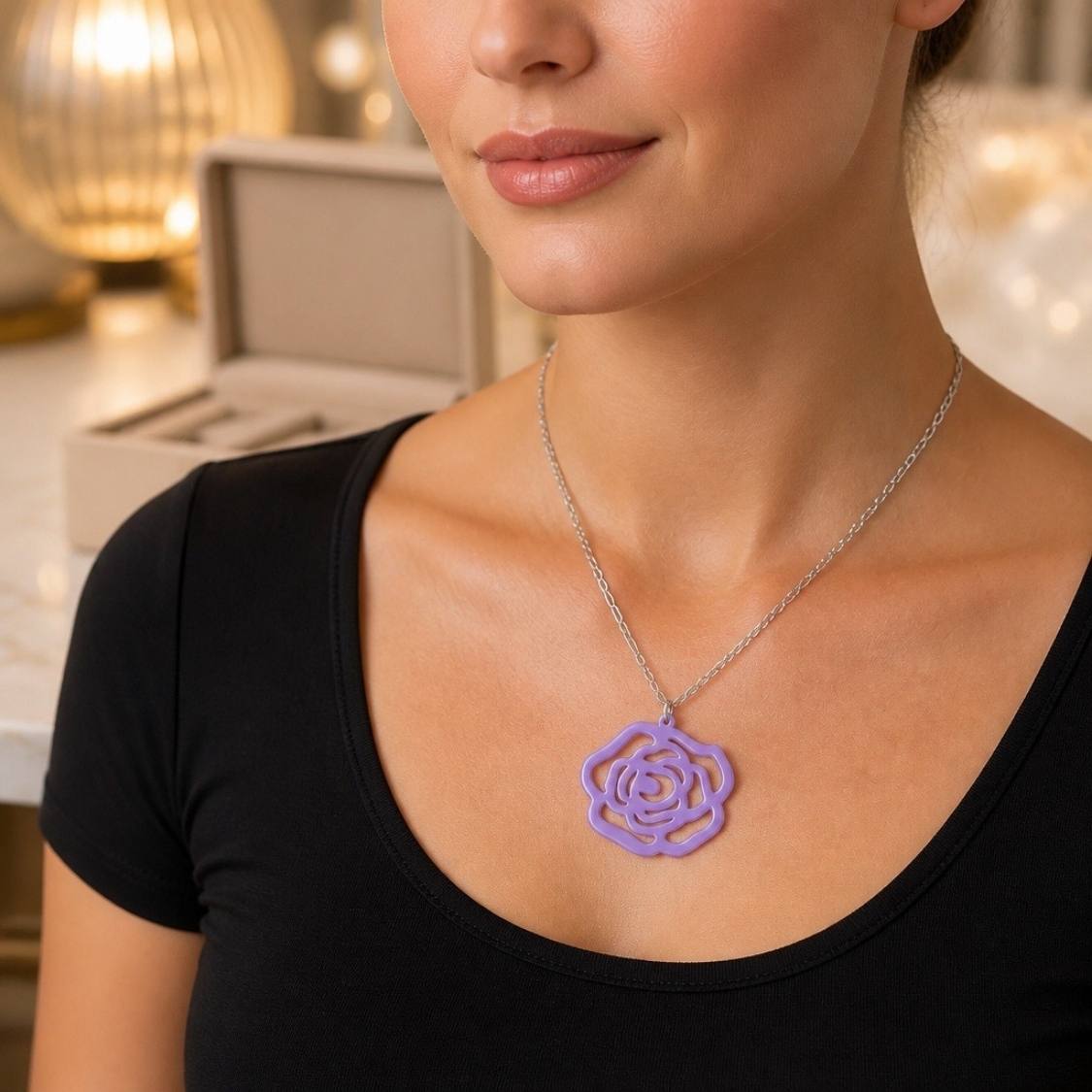 Grande Rose Silhouette Necklace