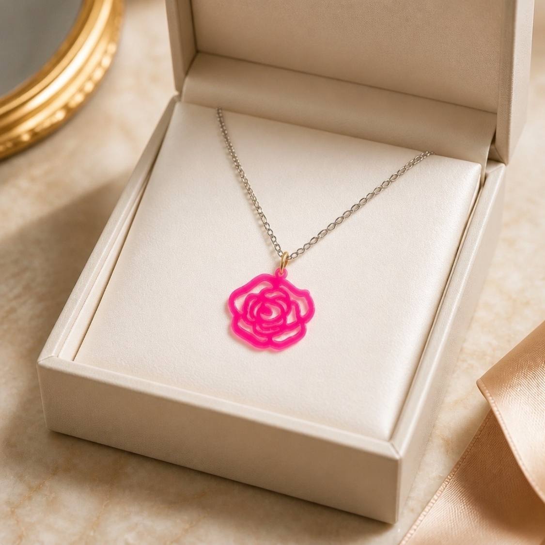 Petite Rose Silhouette Necklace