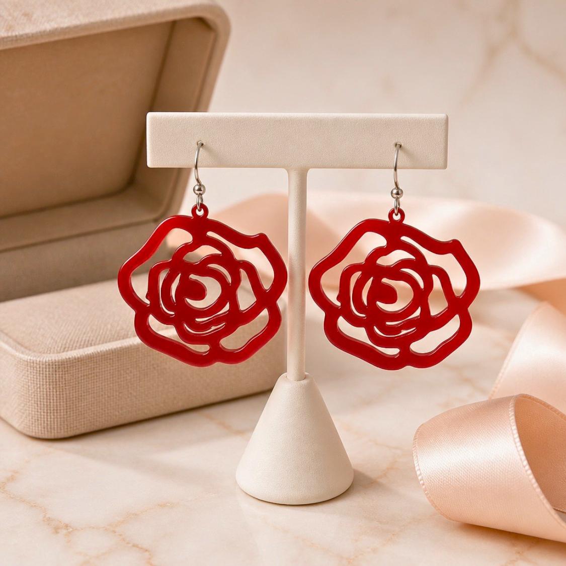 Grande Rose Silhouette Earring & Necklace Set