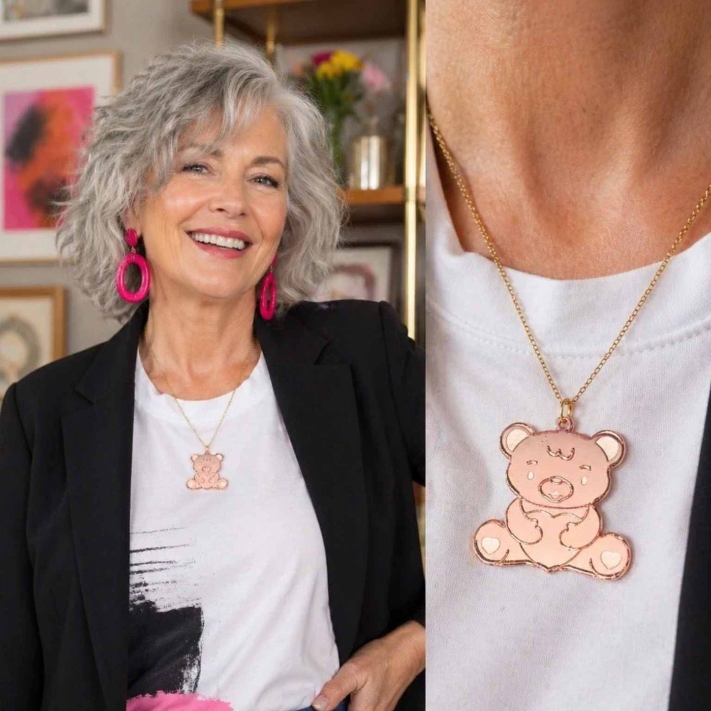 Sasha the Bear Necklace - Cute Acrylic Bear Pendant