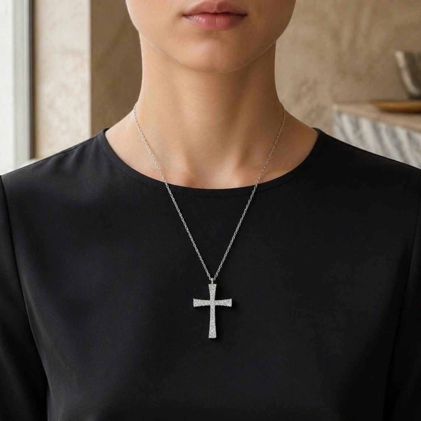 Gold & Silver Tone Cross Necklace – Minimalist Faith Pendant