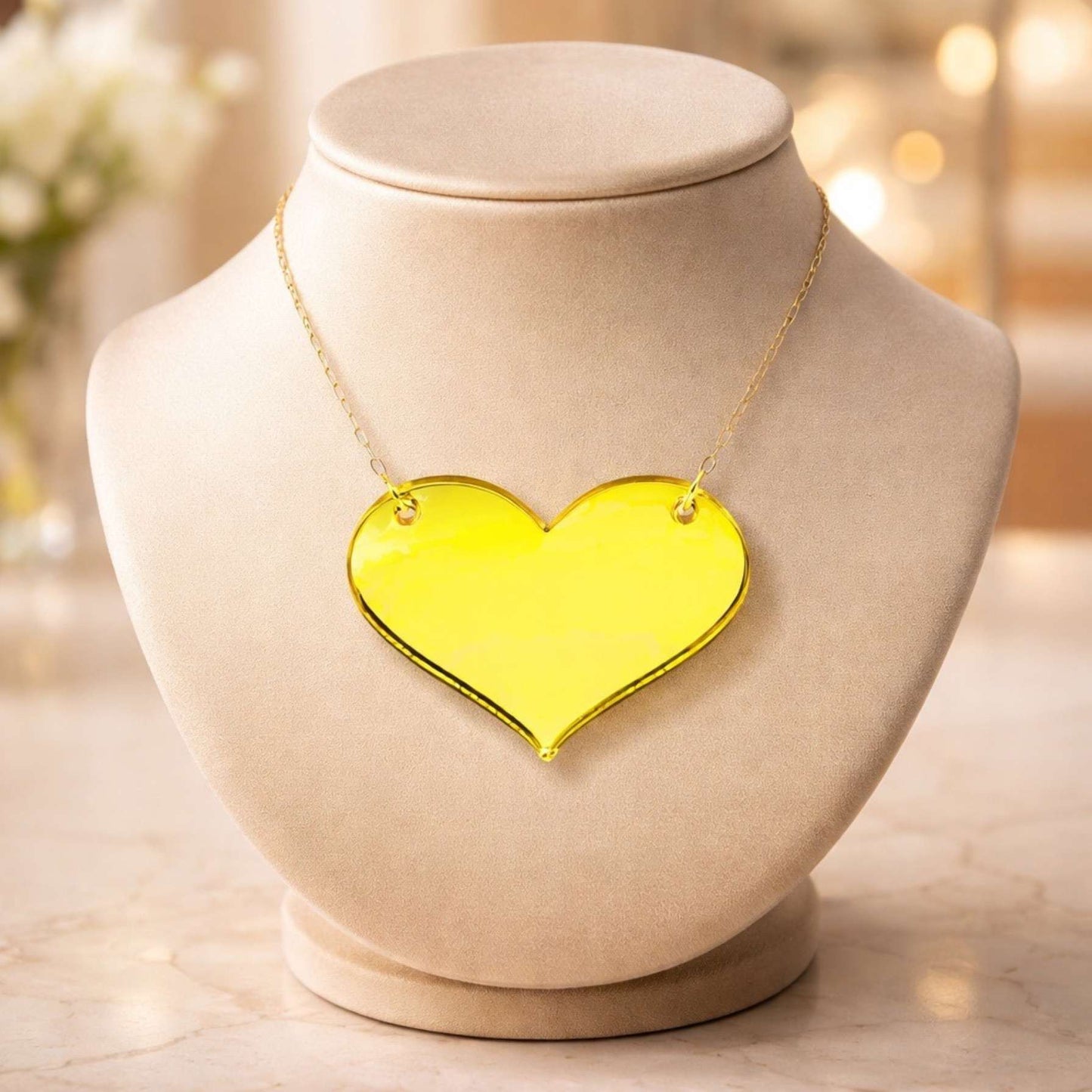 Love Heart Maxi Necklace | Mirror, Glitter & Acrylic | SassyBirds