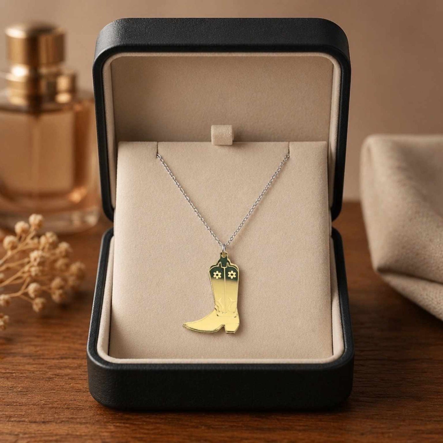 Cowboy Boot Necklace – Western Style Acrylic Pendant | SassyBirds