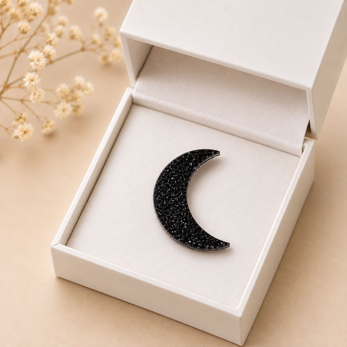 Moon Glow Pin – Acrylic Moon Brooch