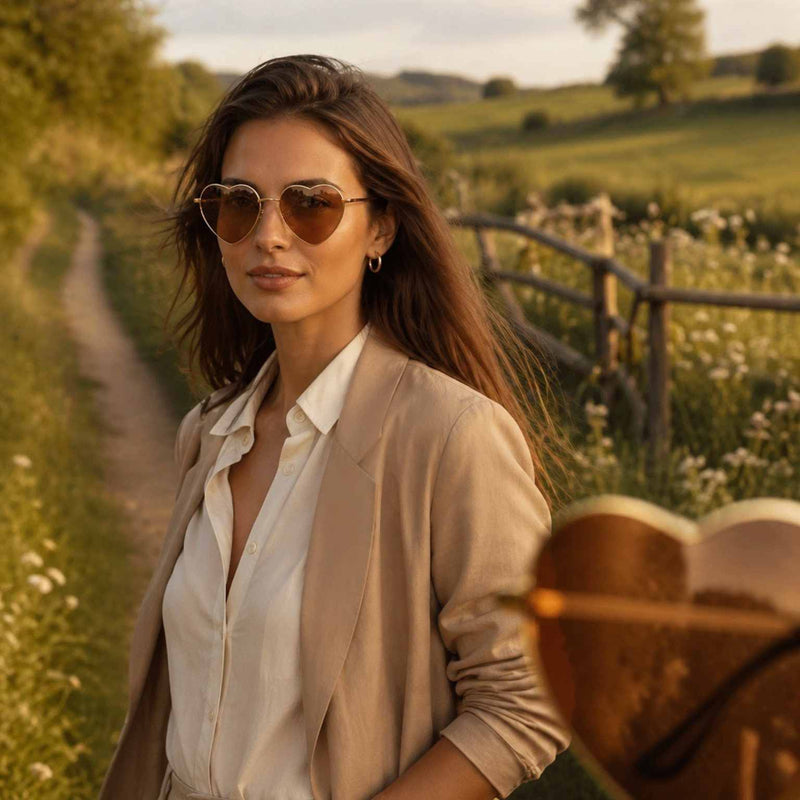 BROWN HEART SUNGLASSES | GOLD FRAME