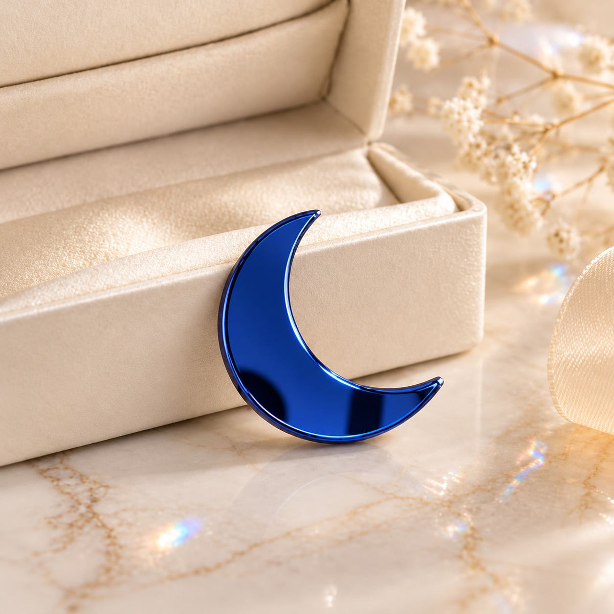 Moon Glow Pin – Acrylic Moon Brooch