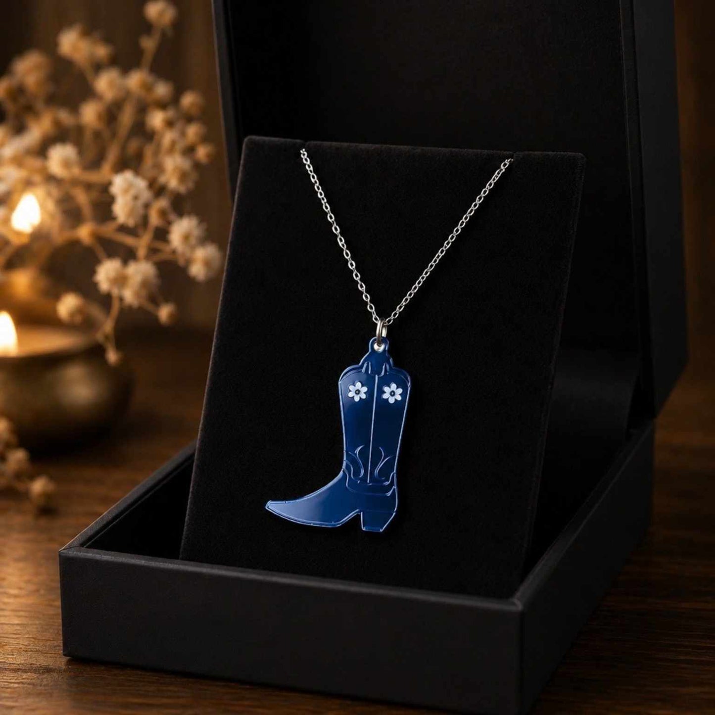 Cowboy Boot Necklace – Western Style Acrylic Pendant | SassyBirds