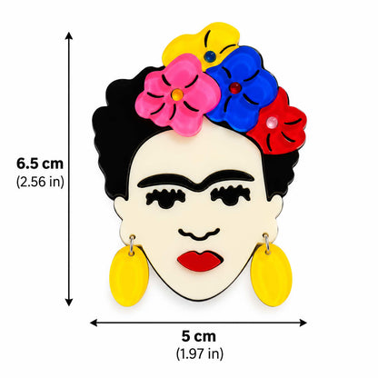 Frida Fiesta Floral Brooch – Colourful Acrylic Statement Pin
