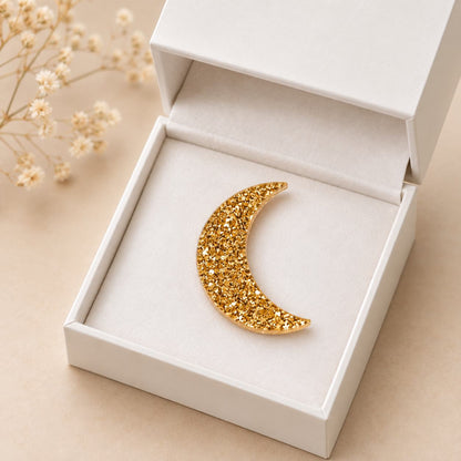 Moon Glow Pin – Acrylic Moon Brooch