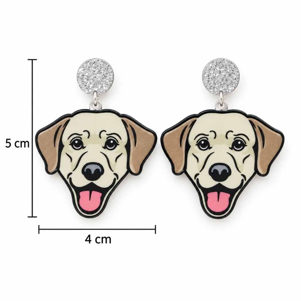 Dog Lover Statement Earrings – Happy Pup Acrylic Drop Earrings