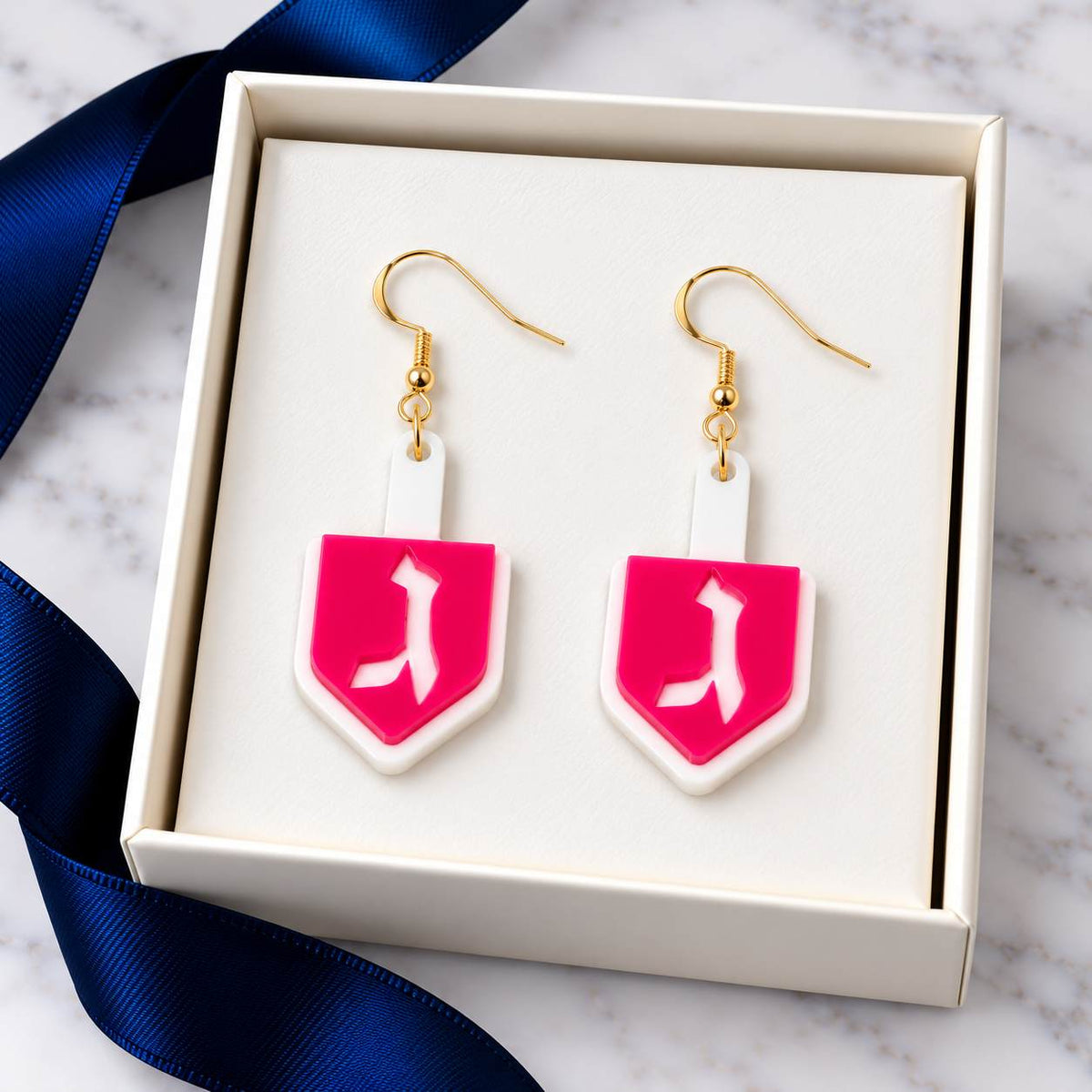 Spin Me Lucky! Layered Acrylic Dreidel Earrings