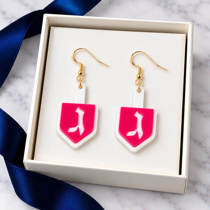 Spin Me Lucky! Layered Acrylic Dreidel Earrings