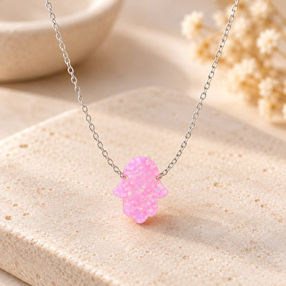 Mini Hamsa Necklace – Glitter Acrylic Hamsa Charm | 4 Colours