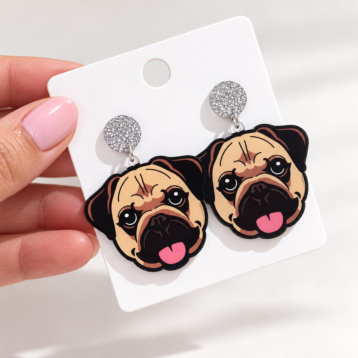 Pug Life – Acrylic Pug Dog Dangle Earrings