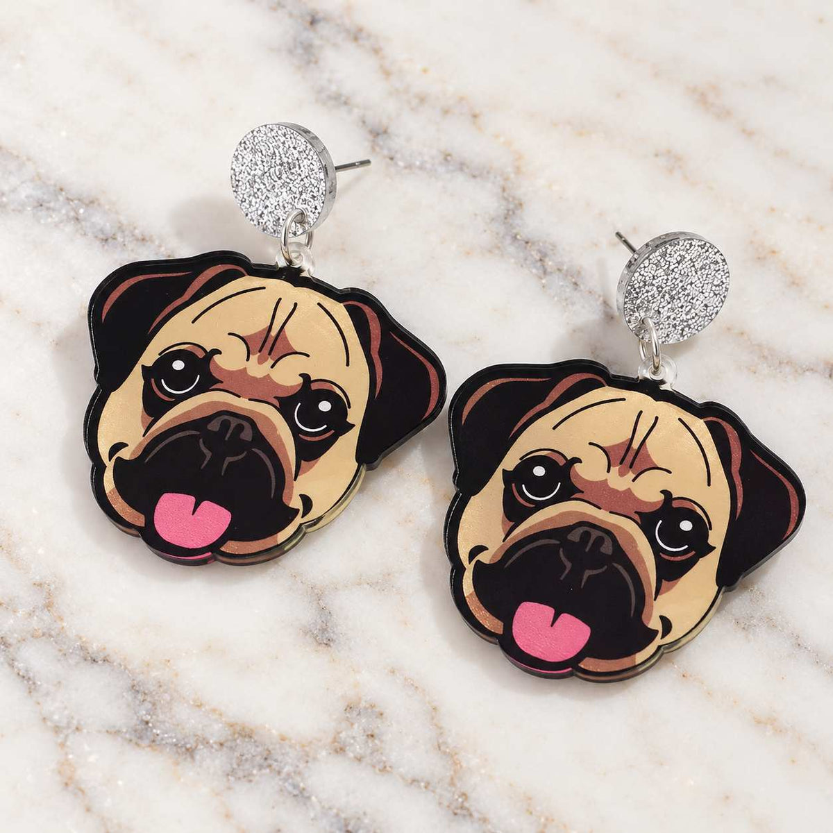 Pug Life – Acrylic Pug Dog Dangle Earrings