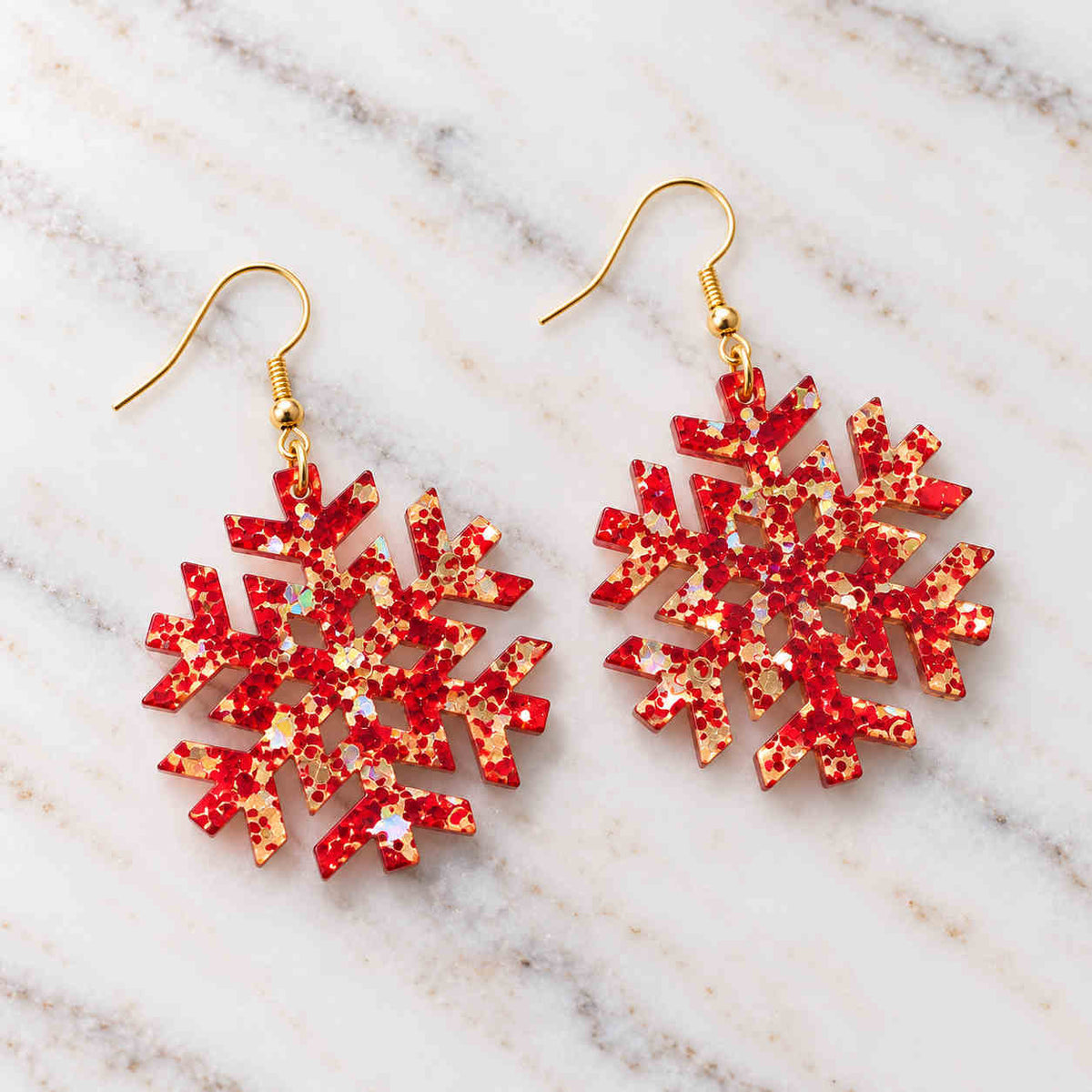 Glitter Snowflake Earrings - PREORDER