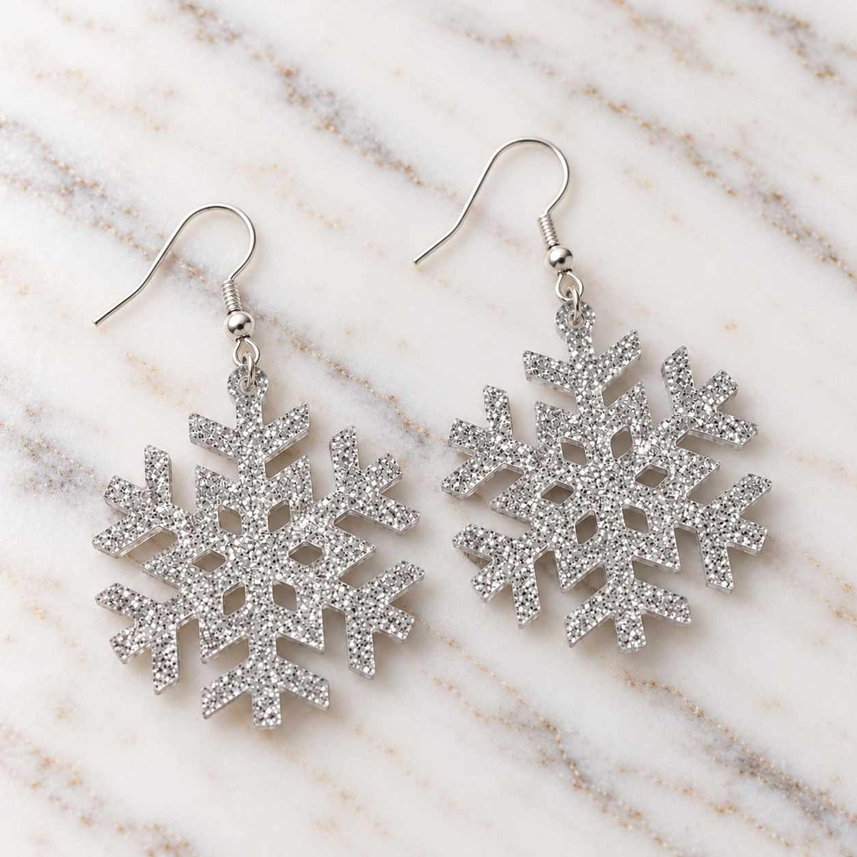 Glitter Snowflake Earrings - PREORDER