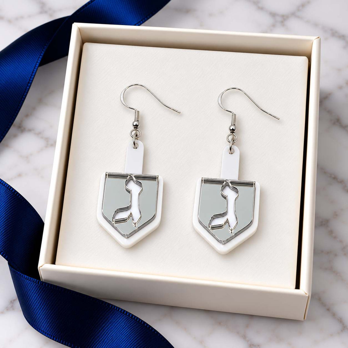 Spin Me Lucky! Layered Acrylic Dreidel Earrings