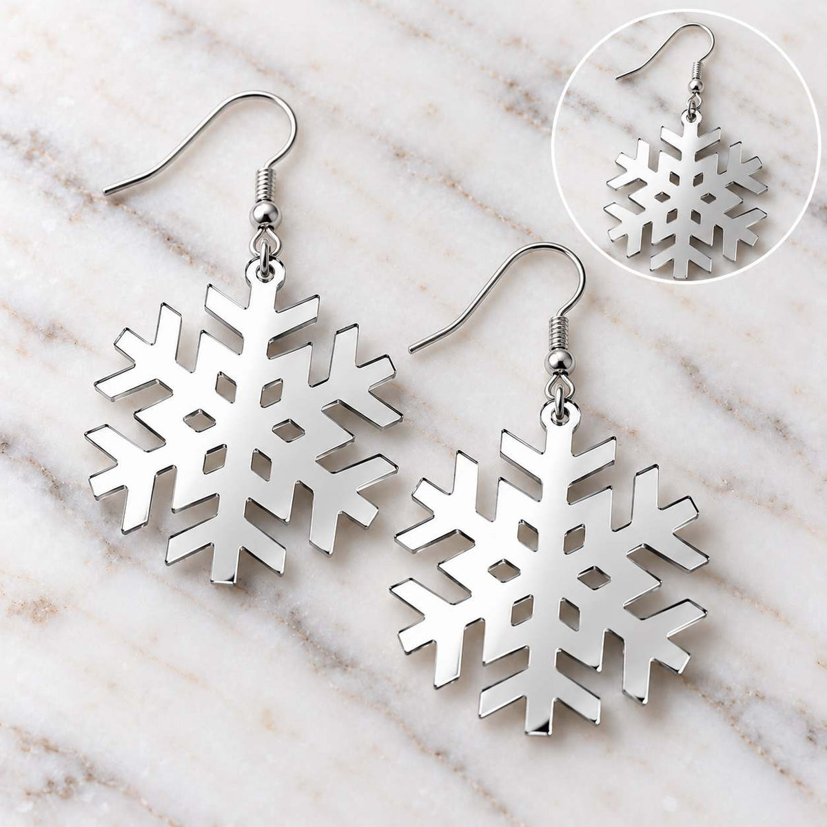 Glitter Snowflake Earrings - PREORDER