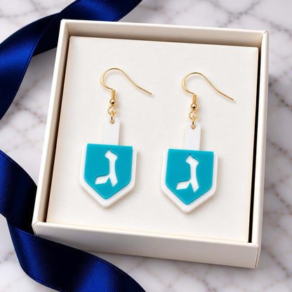 Spin Me Lucky! Layered Acrylic Dreidel Earrings